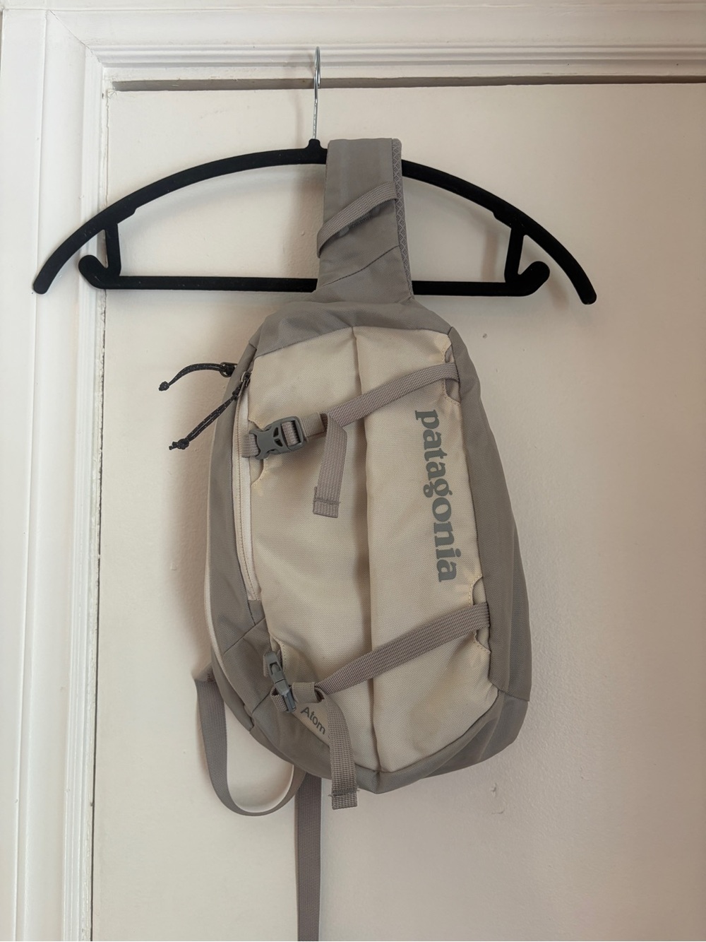 Patagonia Sling Pack in Light Gray and white
